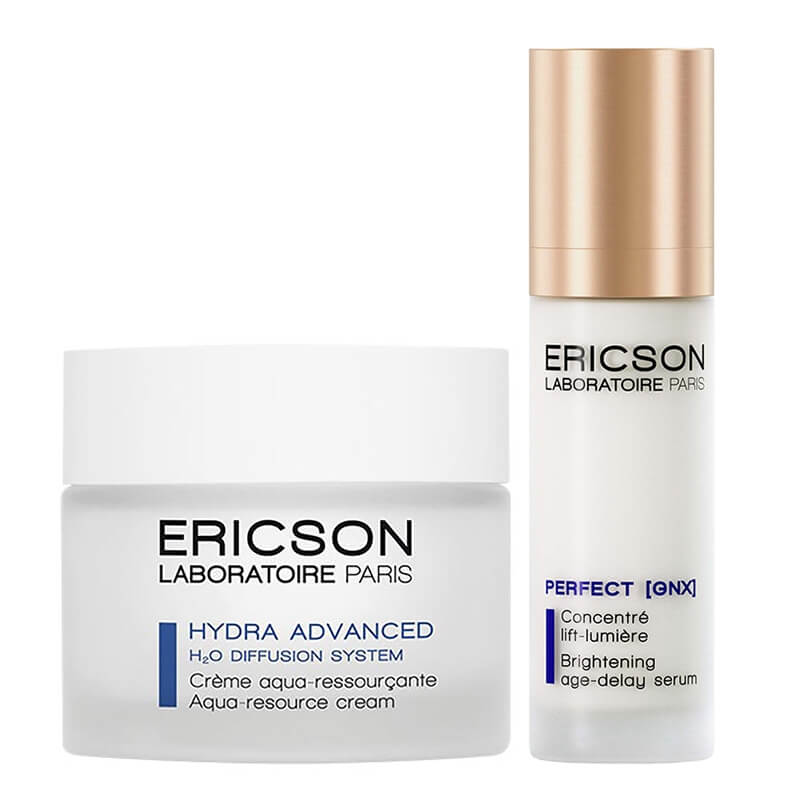 Ericson Laboratoire Perfect [GNX] Serum + Aqua Resource Cream ZESTAW Rozświetlające serum opóźniające starzenie 30 ml + Nawilżający krem 50 ml