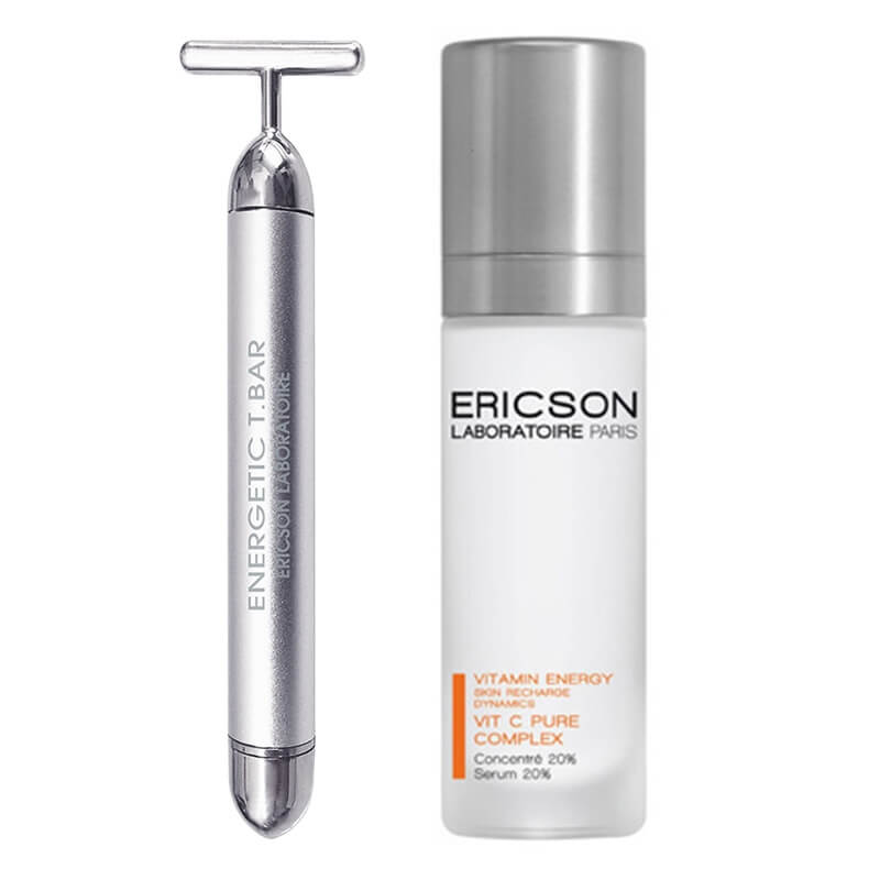 Ericson Laboratoire Premedikl Energetic T.Bar Roller + Vit C Pure Complex ZESTAW Roller 1 szt. + Skoncentrowane serum z 20% witaminą C 30 ml