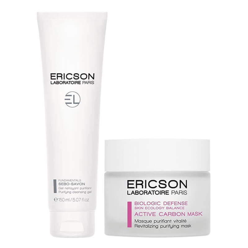 Ericson Laboratoire Sebo Savon + Active Carbon Mask ZESTAW Żel myjący 150 ml + Maska oczyszczająco-witalizująca 50 ml
