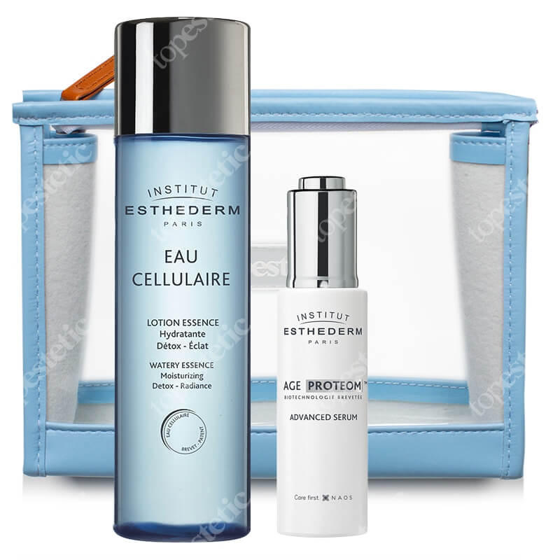 Esthederm Age Proteom Serum + Cellular Water Essence ZESTAW Serum przeciwstarzeniowe 30 ml + Lotion przeciwstarzeniowy 125 ml + Kosmetyczka 1 szt