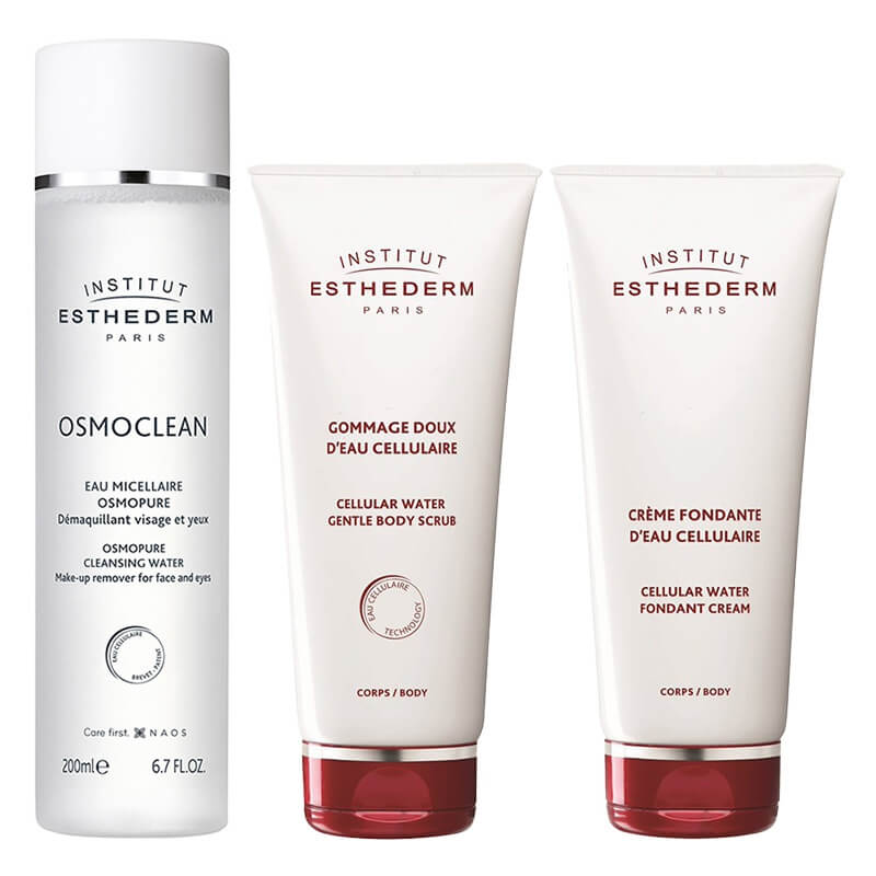 Esthederm Body Scrub + Fondant Cream + Płyn micelarny GRATIS ZESTAW Peeling do ciała 200 ml + Nawilżający krem do ciała 200 ml + Płyn micelarny 200 ml