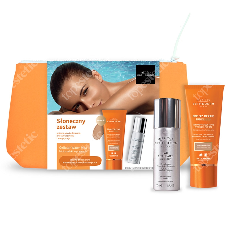 Esthederm Bronz Repair Sun Kissed + Cellular Water Mist ZESTAW Przeciwzmarszczkowy krem 50 ml + Woda komórkowa w mgiełce 30 ml + kosmetyczka