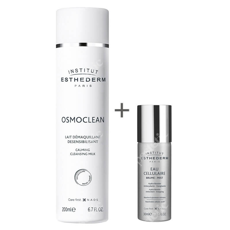 Esthederm Calming Cleansing Milk + Cellular Water Mist ZESTAW Mleczko do skóry wrażliwej 200 ml + Woda komórkowa w mgiełce 30 ml