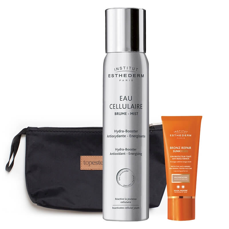 Esthederm Cellular Water Mist + Bronz Repair Sun Kissed ZESTAW Woda komórkowa w mgiełce 100 ml + Koloryzujący krem ochronny 50 ml + Kosmetyczka 1 szt