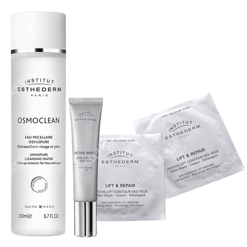 Esthederm Eye Contour Repair Set + Płyn micelarny GRATIS ZESTAW Płyn micelarny 200 ml + Płatki pod oczy 10x2 szt. + Regenerujący krem pod oczy 15 ml
