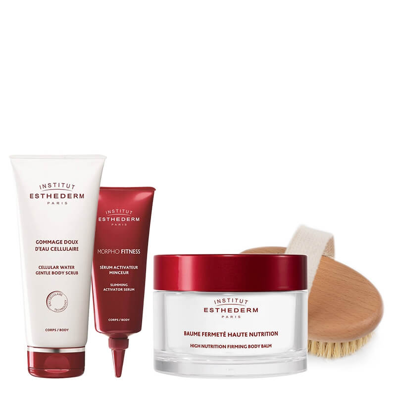 Esthederm Firming and Brightening Body Set ZESTAW Peeling 200 ml + Serum wyszczuplające i modelujące sylwetkę 100 ml + Krem ujędrniająco- rozświetlający 200 ml + Szczotka 1 szt