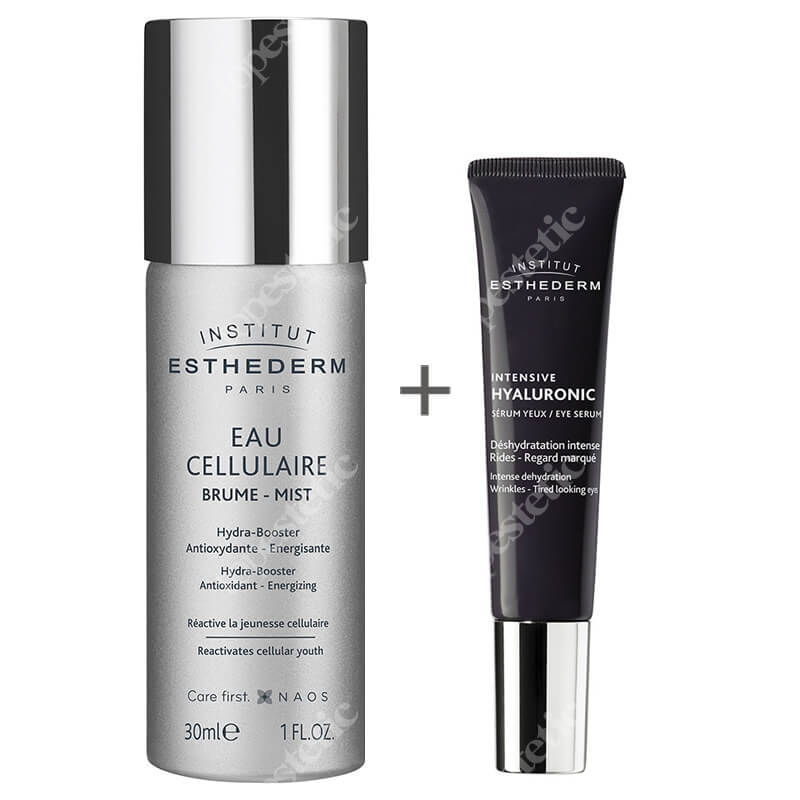 Esthederm Intensive Hyaluronic Eye Serum + Cellular Water Mist ZESTAW Zaawansowany żel pod oczy z kwasem hialuronowym 15 ml + Woda komórkowa w mgiełce 30 ml