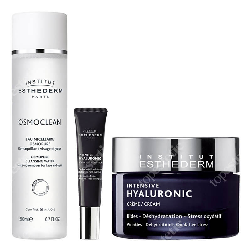 Esthederm Intensive Hyaluronic Set + Płyn micelarny GRATIS ZESTAW Płyn micelarny 200 ml + Żel pod oczy 15 ml + Krem nawilżający 1 szt