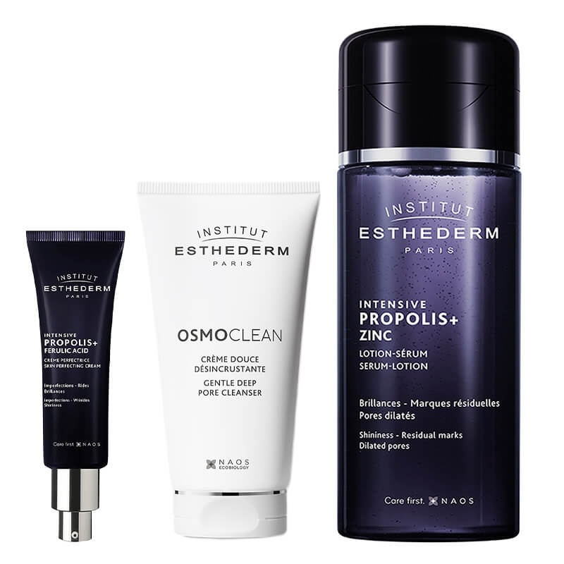 Esthederm Intensive Propolis+ Set ZESTAW Głęboko oczyszczający krem 75 ml + Tonik do skóry mieszanej, tłustej i trądzikowej 130 ml + Lekki krem do skóry problematycznej 50 ml