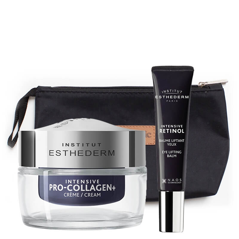 Esthederm Intensive Retinol Eye Lifting Balm + PRO COLLAGEN+ Cream ZESTAW Liftingujący balsam pod oczy z retinolem 15 ml + Krem liftingujący 50 ml + Kosmetyczka 1 szt