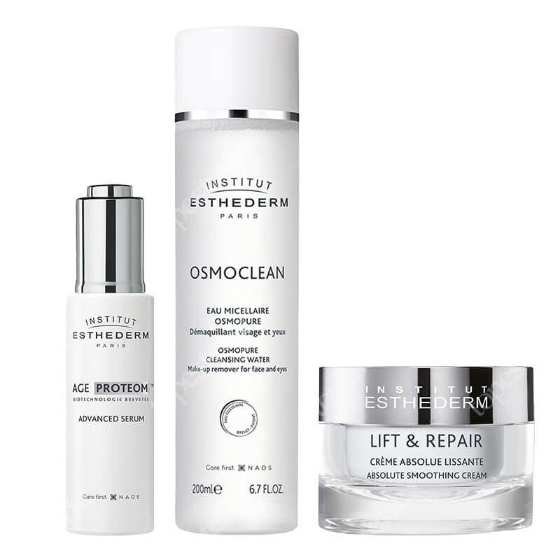 Esthederm Lifting and Firming Set + Płyn micelarny GRATIS ZESTAW Płyn micelarny 200 ml + Serum przeciwstarzeniowe 30 ml + Krem wygładzająco - liftingujący 50 ml
