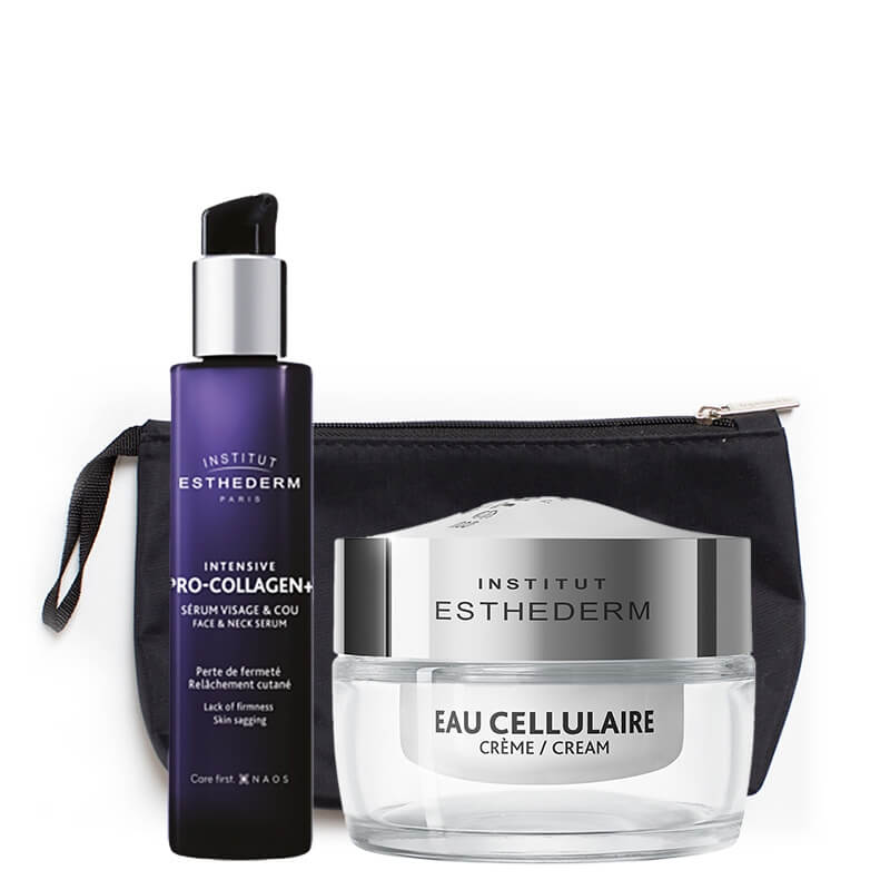 Esthederm PRO COLLAGEN+ Serum + Cellular Water Cream ZESTAW Serum liftingujące z kolagenem 30 ml + Energetyzujący krem 50 ml + Kosmetyczka 1 szt