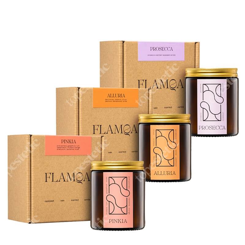 Flamqa Alluria + Pinkia + Prosecca ZESTAW Świeca - Alluria 180 ml + Świeca - Pinkia 180 ml + Świeca - Prosecca 180 ml