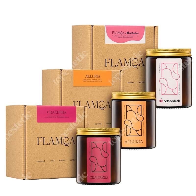 Flamqa Coffeedesk + Alluria + Cranbera ZESTAW Świeca Coffeedesk 180 ml + Świeca Alluria 180 ml + Świeca Cranbera 180 ml