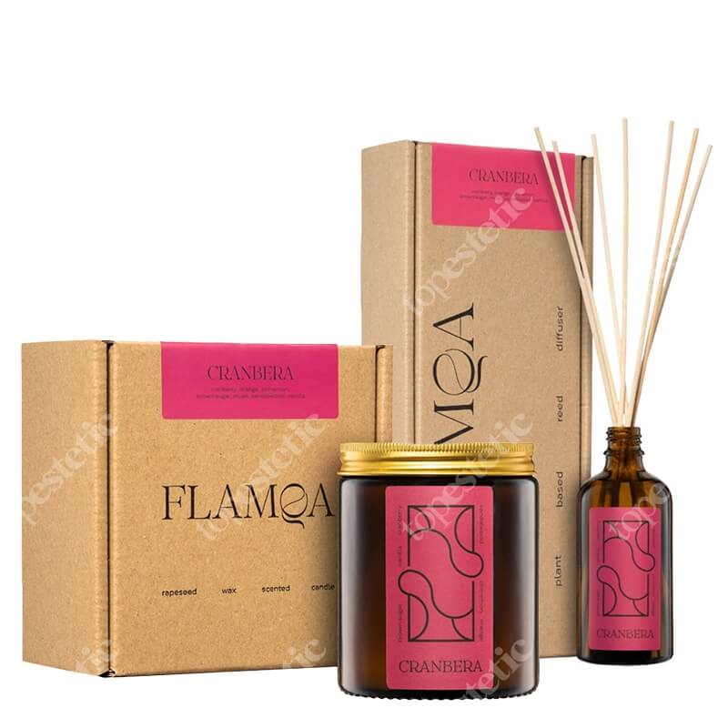 Flamqa Cranbera Box ZESTAW Świeca - Cranbera 180 ml + Dyfuzor - Cranbera 90 ml