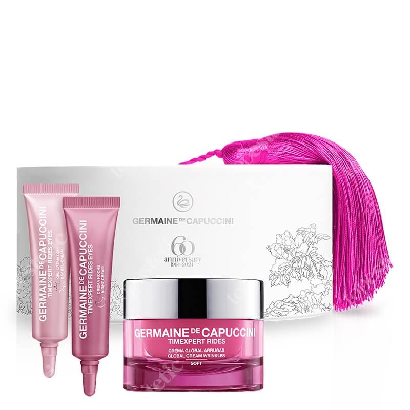 Germaine de Capuccini Eye Contour Global Treatment + Global Cream Wrinkles Rich ZESTAW Pielęgnacja okolic oczu na dzień i na noc 2 x 10 ml + Krem dla cery suchej 50 ml