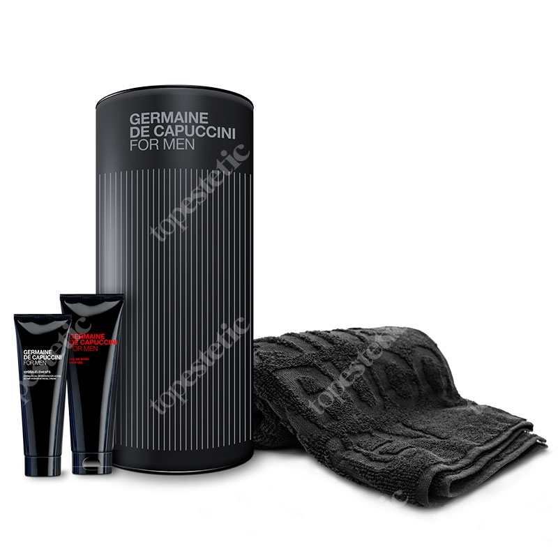 Germaine de Capuccini Hydra Elements ZESTAW Intensywnie nawilżający krem do twarzy 50 ml + Żel do kąpieli dla mężczyzn 125 ml + Ręcznik 1 szt