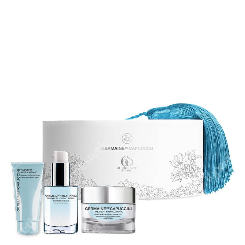 Germaine de Capuccini TX Hydraluronic Rich Set ZESTAW Bogaty krem nawilżająco - wypełniający 50 ml + Serum nawilżająco-wypełniające 30 ml + Odżywczo nawilżająca maska do twarzy 50 ml