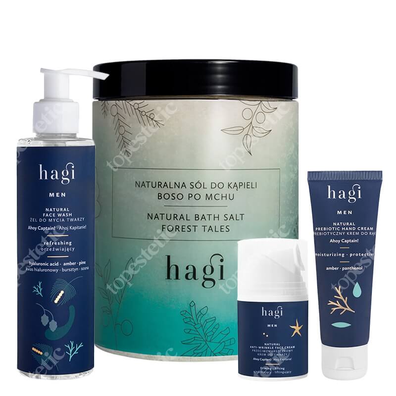 Hagi Ahoj Kapitanie Men Box 2 ZESTAW Żel do mycia twarzy 200 ml + Krem do twarzy 50 ml + Krem do rąk 50 ml + Sól do kąpieli 1300 g