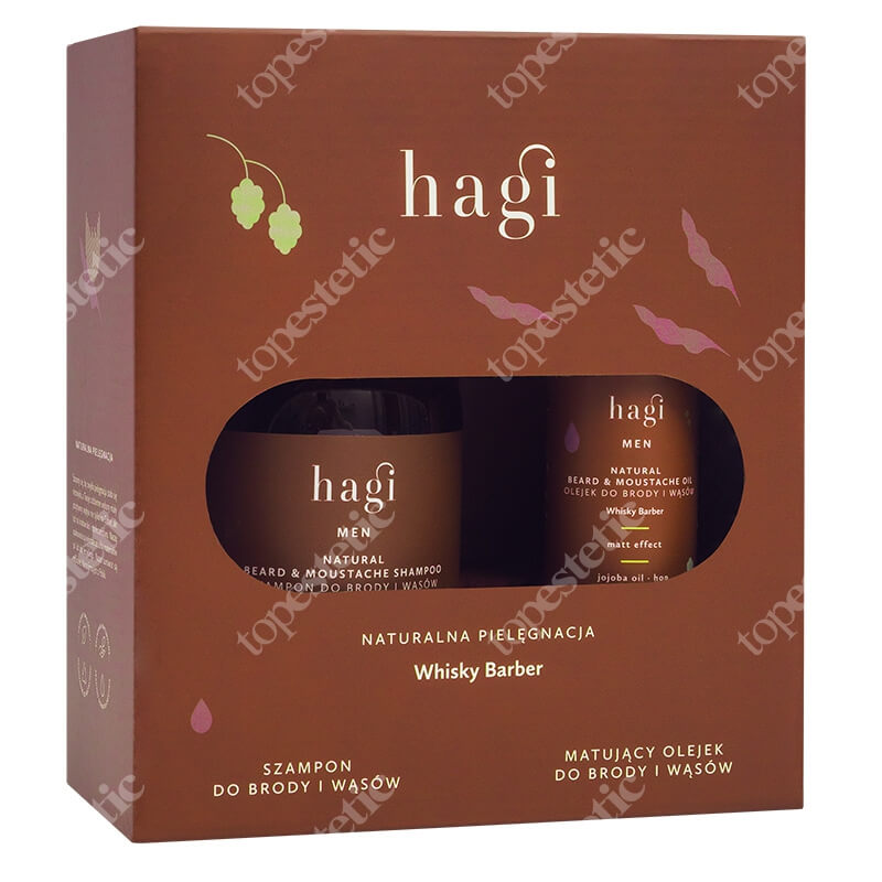 Hagi Naturalna Pielęgnacja - Whisky Barber ZESTAW Szampon do brody i wąsów 300 ml + Olejek do brody i wąsów 30 ml