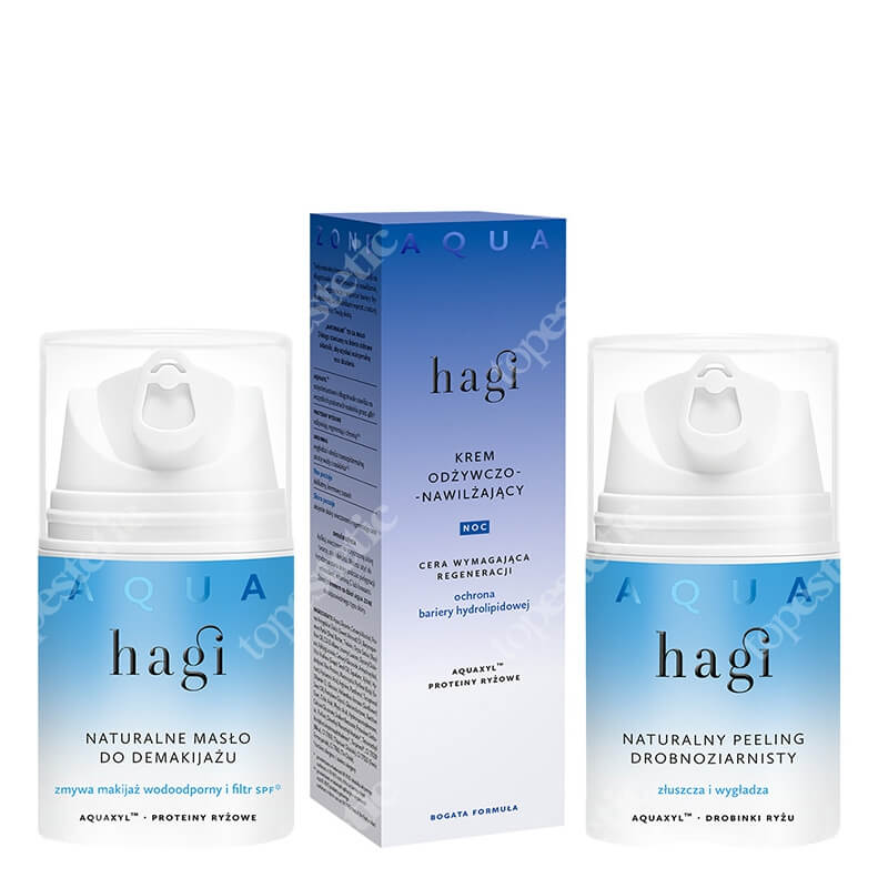 Hagi Nocne Odżywienie ZESTAW Masełko do demakijażu 50 ml + Peeling z drobinkami ryżu 50 ml + Krem regenerujący na noc 50 ml