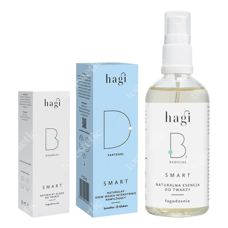 Hagi Pielęgnacja Łagodząca na Noc ZESTAW Esencja-tonik 100 ml + Olejek do masażu twarzy 30 ml + Nawilżający krem-maska 50 ml