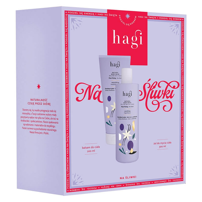 Hagi Plum Picking ZESTAW Łagodzący żel pod prysznic 300 ml + Balsam wygładzający 200 ml