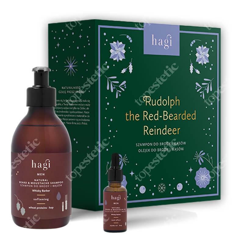 Hagi Rudolph the Red-Bearded Reindeer ZESTAW Szampon do brody i wąsów 300 ml + Olejek do brody i wąsów 30 ml