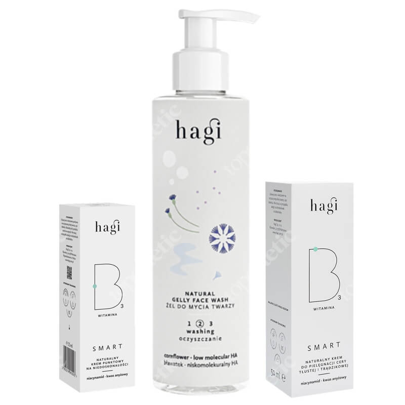 Hagi Smart B Set ZESTAW Żel do mycia twarzy 200 ml + Krem punktowy 15 ml + Krem z niacynamidem 50 ml