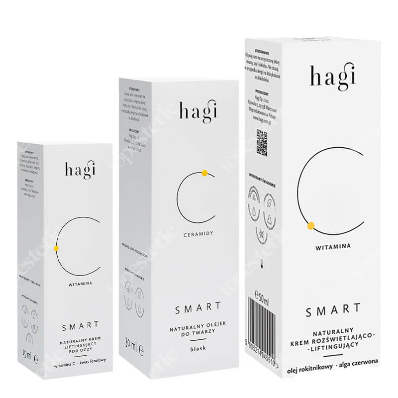 Hagi Smart C Set ZESTAW Olejek do masażu twarzy 30 ml + Krem rozświetlająco - liftingujący 50 ml + Krem pod oczy 15 ml