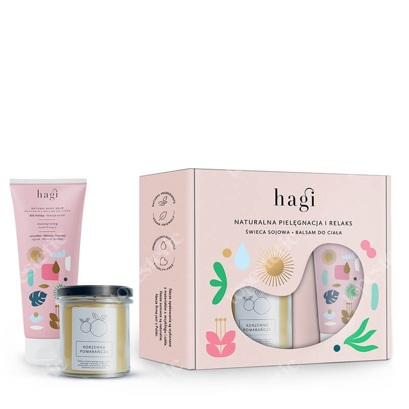 Hagi Wakacje na Bali ZESTAW Balsam do ciała 200 ml + Świeca - Korzenna Pomarańcza 215 ml