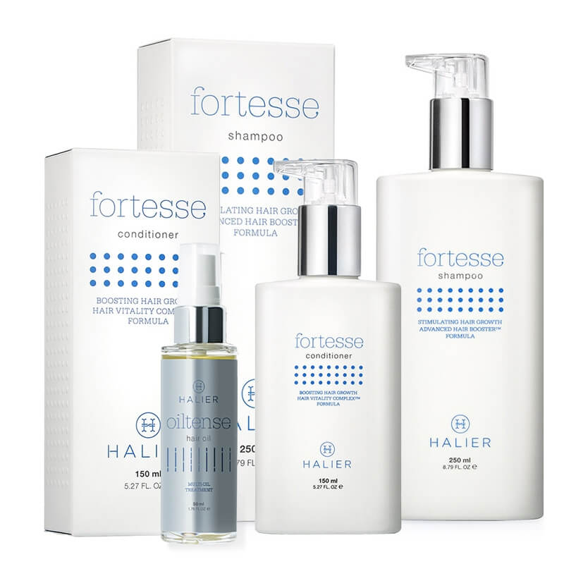 Halier Total Hair Care - Fortesse ZESTAW Szampon do włosów 250 ml + Odżywka do włosów 150 ml + Olejek do włosów 50 ml
