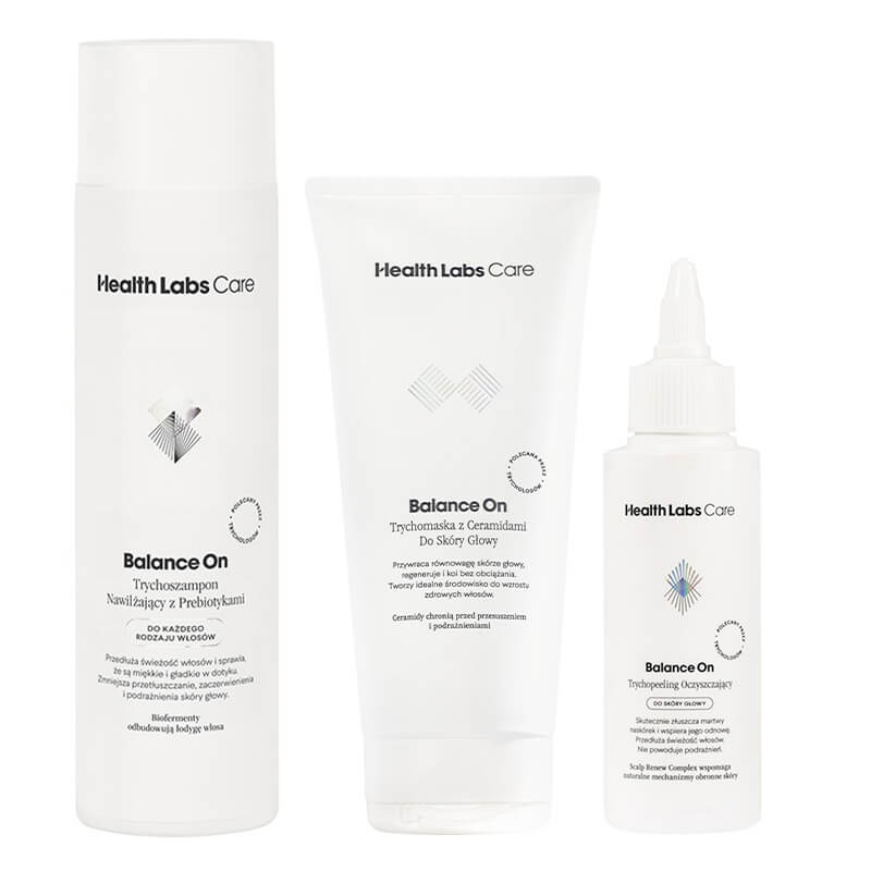 Health Labs Care Balance On Hair Set ZESTAW Trychopeeling 100 ml + Trychomaska 200 ml + Trychoszampon 250 ml