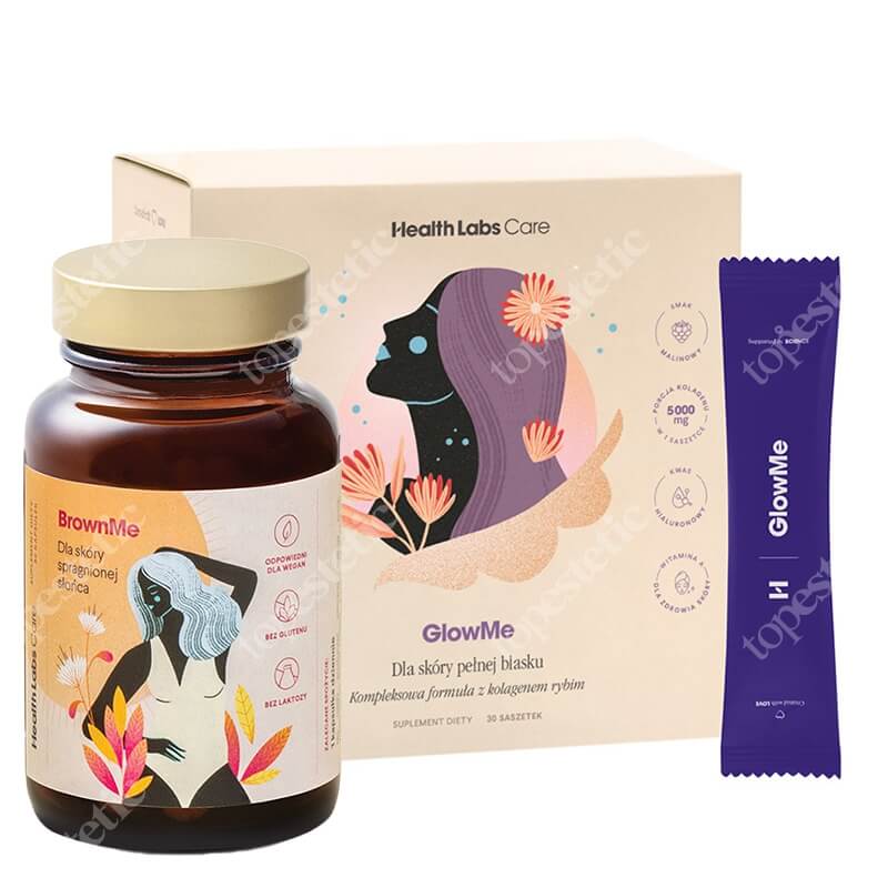 Health Labs Care BrownMe + GlowMe ZESTAW Piękna opalenizna, odżywiona skóra 30 kaps. + Nawilżona, napięta i gładka skóra 30 saszetek