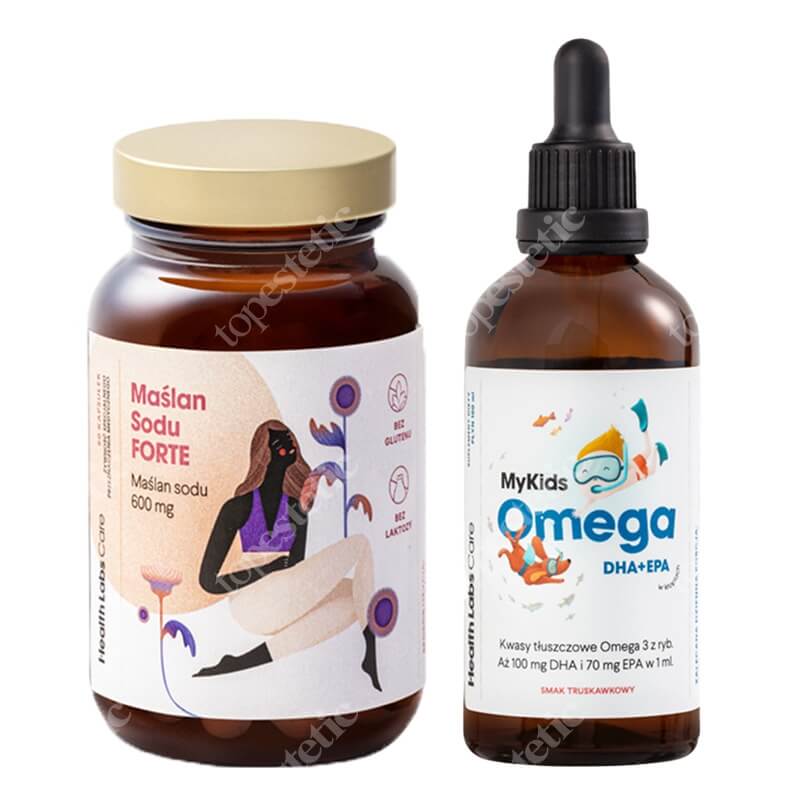 Health Labs Care For Me And MyKids Omega ZESTAW Kwasy Omega 3 w kroplach dla dzieci 100 ml + Żywność specjalnego przeznaczenia medycznego 60 kaps