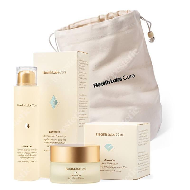 Health Labs Care Glow On Set ZESTAW Serum złuszczające 100 ml + Krem nawilżający 50 ml + Kosmetyczka 1 szt