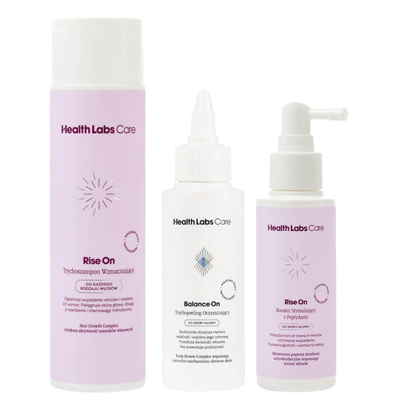 Health Labs Care Lovely Hair ZESTAW Trychoszampon 250 ml + Trychopeeling 100 ml + Booster stymulujący z peptydami 100 ml