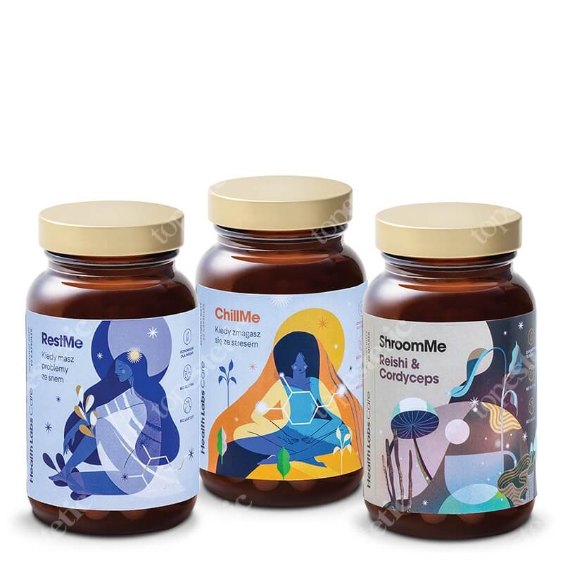 Health Labs Care Relax Set ZESTAW Odporność na stres 60 kaps. + Ukojenie nerwów i spokojny sen 60 kaps. + Skoncentrowany ekstrakt z Cordycepsu 90 miarek