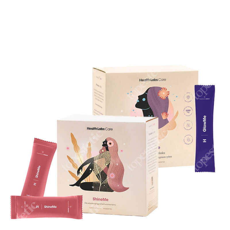 Health Labs Care ShineMe + GlowMe ZESTAW Dla włosów spragnionych wzmocnienia 30 saszetek + Nawilżona, napięta i gładka skóra 30 saszetek
