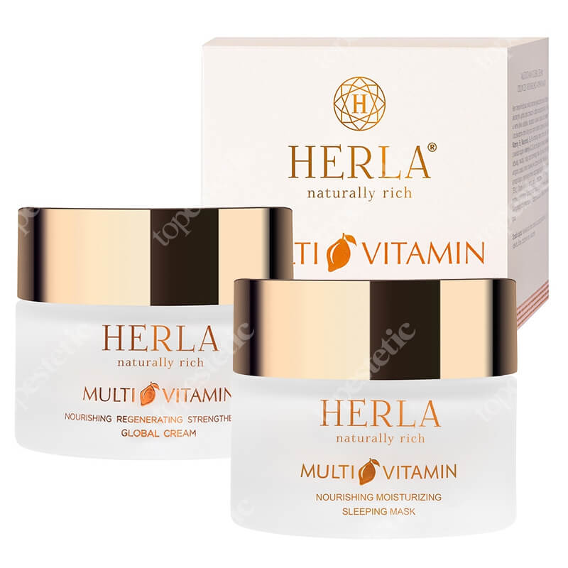 Herla Multivitamin Shine Skin ZESTAW Multiwitaminowy krem globalny na dzień i na noc 50 ml + Maska nocna 50 ml