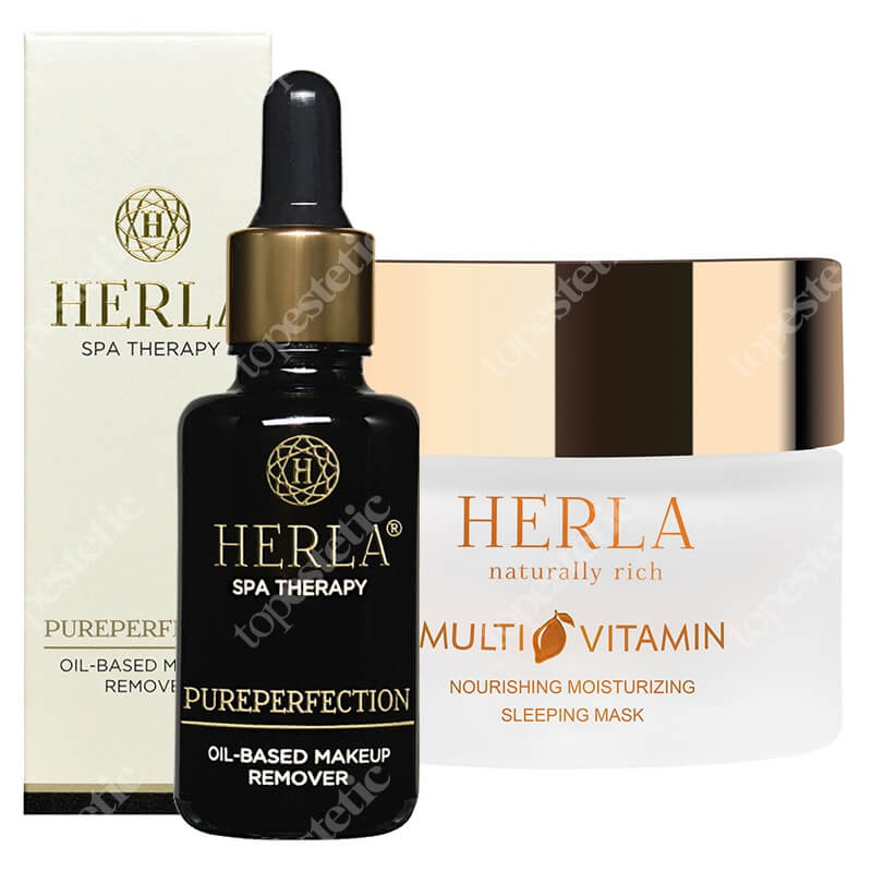 Herla Night Care ZESTAW Olejek do demakijażu twarzy 30 ml + Maska nocna 50 ml