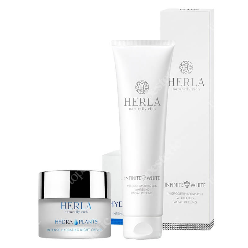 Herla Night Care ZESTAW Wybielający peeling do twarzy 150 ml + Intensywnie nawilżający krem na noc 50 ml