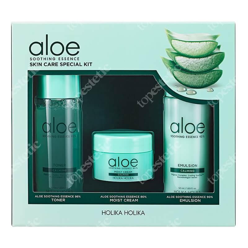 Holika Holika Aloe Soothing Essence Skin Care Special Kit ZESTAW Tonik nawilżający 50 ml + Krem nawilżający 20 ml + Emulsja nawilżająca 50 ml
