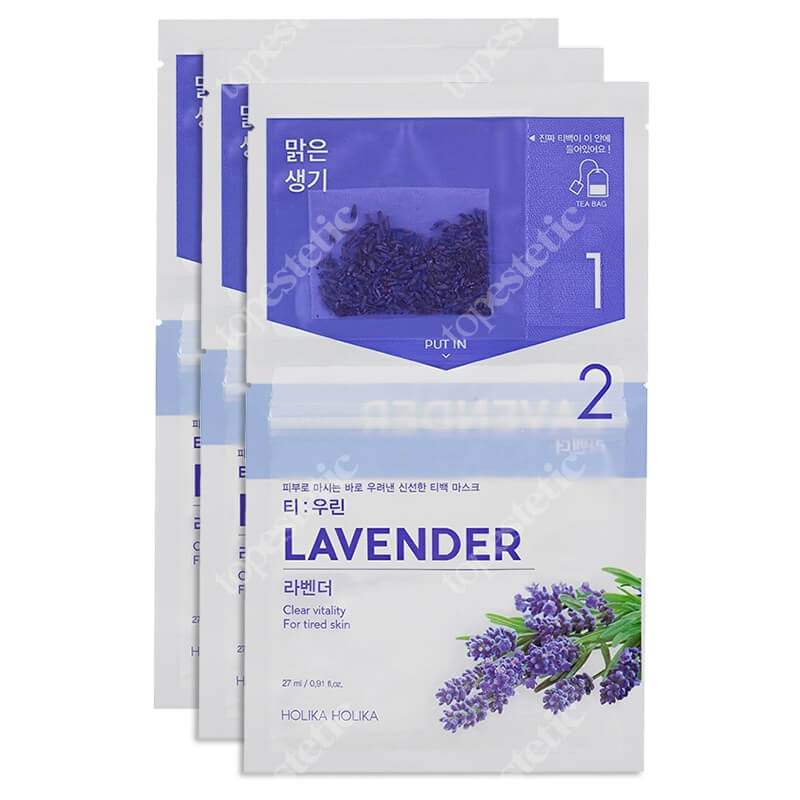 Holika Holika Brewed Mask Sheet Lavender 3 Pack ZESTAW Dwuskładnikowa maseczka do twarzy z lawendą 3 szt.