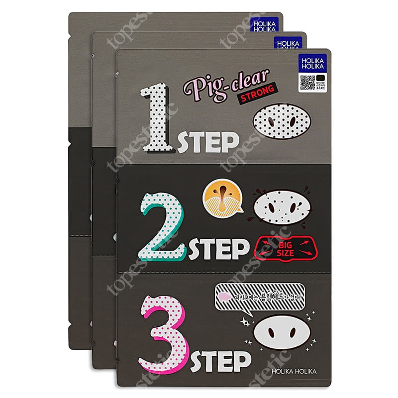 Holika Holika Pig Clear 3step Kit Strong 3 Pack ZESTAW Plasterki do oczyszczania porów 3 szt
