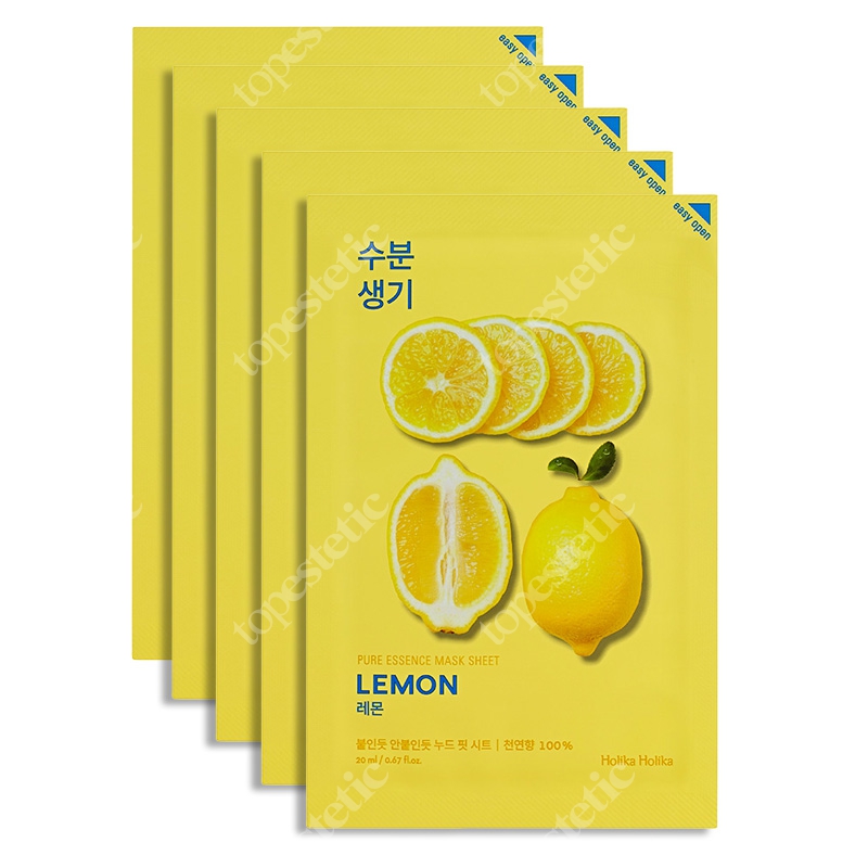 Holika Holika Pure Essence Mask Sheet - Lemon 5 Pack ZESTAW Maseczka bawełniana z ekstraktem z cytryny 5 szt.