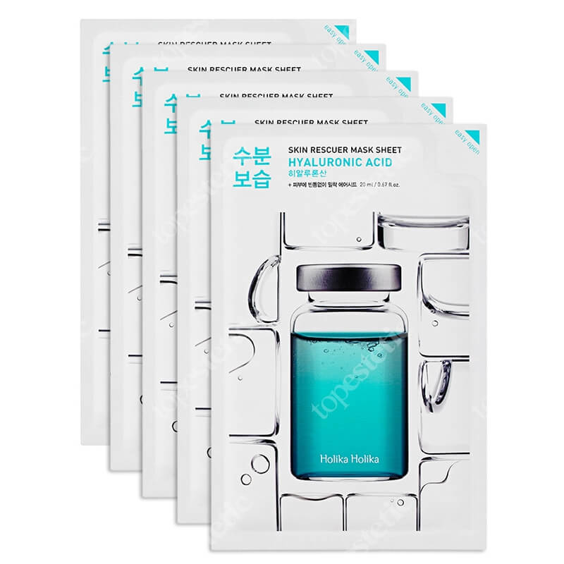 Holika Holika Skin Rescue Mask Sheet - Hyaluronic Acid 5 Pack ZESTAW Maseczka bawełniana z kwasem hialuronowym 5 szt