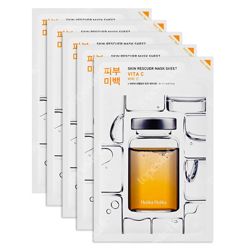 Holika Holika Skin Rescue Mask Sheet - Vita C 5 Pack ZESTAW Maseczka bawełniana z witaminą C 5 szt
