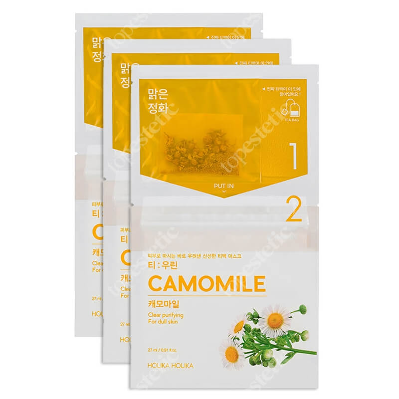Holika Holika Tea Brewed Mask Sheet Camomile 3 Pack ZESTAW Dwuskładnikowa maseczka do twarzy z rumiankiem 3 szt.