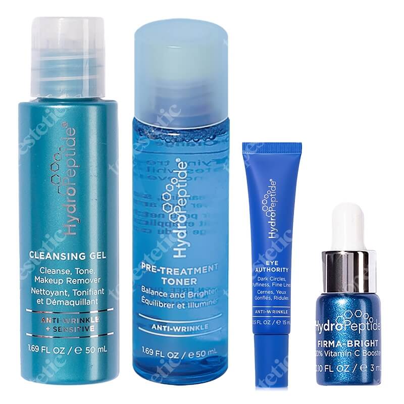 Hydropeptide Must Have ZESTAW Żel do demakijażu 50 ml + Tonik 50 ml + Serum 3 ml + Krem pod oczy 15 ml